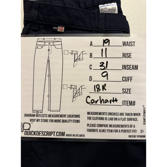 Carhartt NWT Sz 18R  Women's Flame Resistant Rugged Flex Canvas Original Fit - Picture 9 of 16